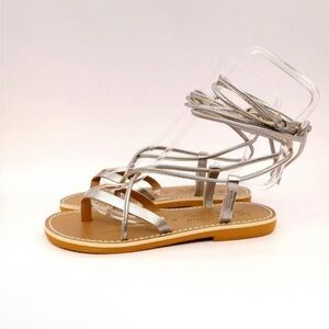 Le Santenile Italian Girls Sandals silver goldish Sz. 13